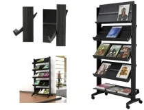 Expositor Paperflow De Suelo Movil De Metal Con 5 Repisas Color Negro 255n.01