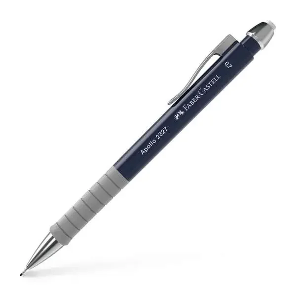 Faber-Castell Apollo Portaminas – Trazo 0.7mm – Agarre Ergonomico – Goma de Borra Integrada – Cuerpo Color Azul Oscuro