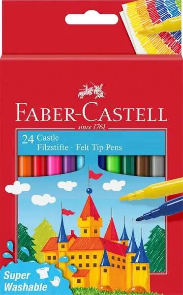 Faber-Castell Castle Pack de 24 Rotuladores – Tinta con Base de Agua Lavable – Colores Surtidos