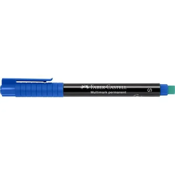 Faber-Castell Multimark Rotulador Permanente – Ancho de Trazo 0.4mm – Goma de Borrar Integrada – Resistente a la Luz y al Agua – Color Azul