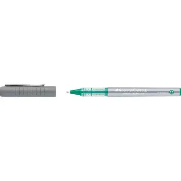 Faber-Castell Roller Free Ink Boligrafo de Tinta Liquida – Punta Conica 0,7mm – Ancho de Linea Fino – Clip de Metal – Color Verde