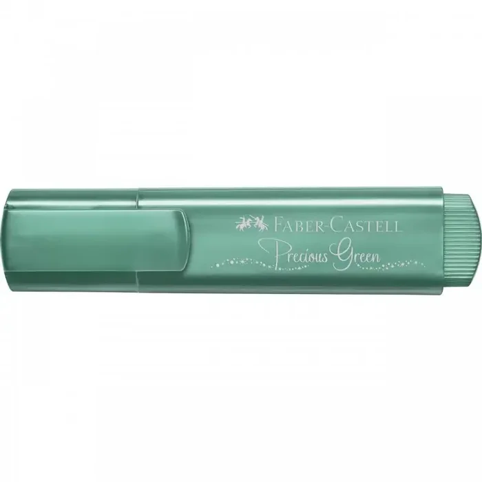 Faber-Castell Rotulador Marcador Fluorescente Textliner 46 – Punta Biselada – Trazo entre 1.2mm y 5mm – Tinta con Base de Agua – Color Verde Metalico (10 uds)