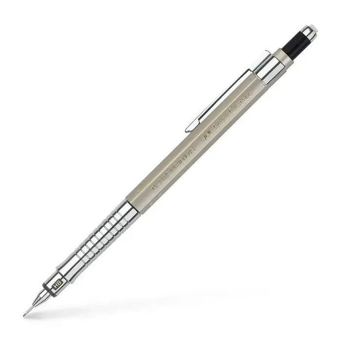 Faber-Castell TK-Fine Vario L Portaminas HB 0.5mm – Con Goma de Borrar – Clip de Metal – Color Champagne