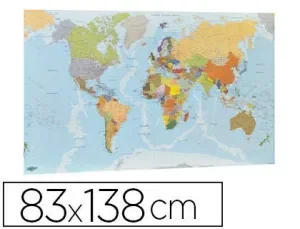 FAIBO MAPA MUNDI PLASTIFICADO SIN MARCO DIMESIONES 84X140CM REF.173G