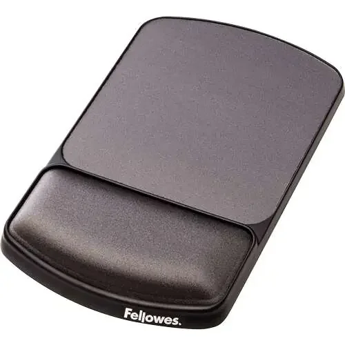 Fellowes Alfombrilla Premiun con Reposamuñecas Ajustable Gel – Angulo y Altura Ajustable – Superficie de Poliester – Color Negro