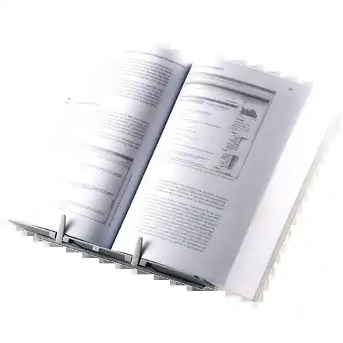 Fellowes Atril para Libros Ajustable con Clips – 9 Ajustes de Altura – Base Antideslizante y Plegable – Capacidad para 400 Hojas A4 – Color Plata