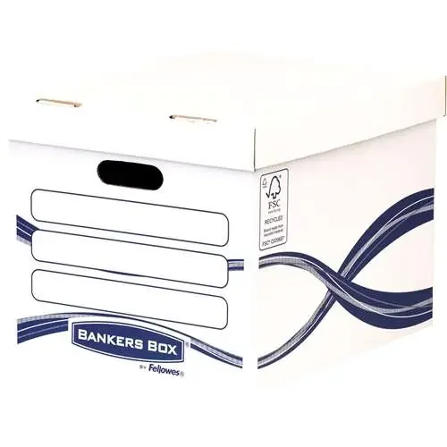 Fellowes Bankers Box Basic Contenedor de Archivos – Montaje Manual – Carton Reciclado Certificacion FSC