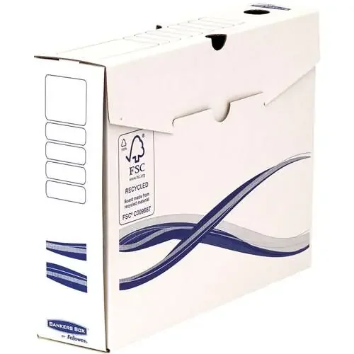 Fellowes Bankers Box Basic Pack de 25 Cajas de Archivo Definitivo A4+ 80mm – Montaje Manual – Carton Reciclado Certificacion FSC