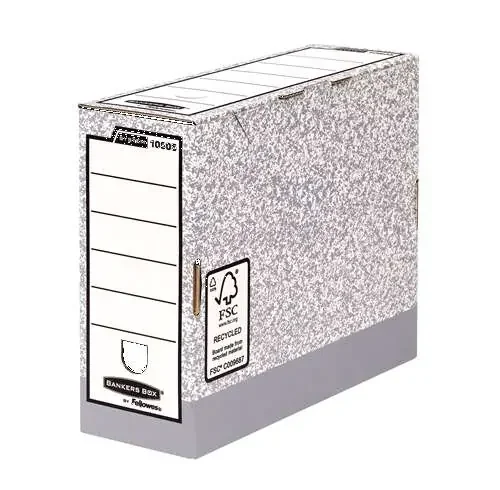 Fellowes Bankers Box Caja de Archivo Definitivo 100mm A4 – Montaje Automatico Fastfold – Carton Reciclado Certificacion FSC – Color Gris