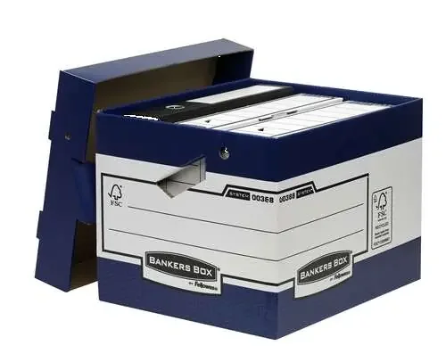 Fellowes Bankers Box Contenedor de Archivos con Asas Ergonomicas Ergo Box – Montaje Automatico Fastfold – Carton Reciclado Certificacion FSC
