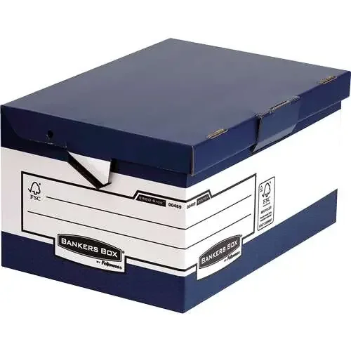 Fellowes Bankers Box Ergo-Stor Maxi Contenedor de Archivos con Asas Ergonomicas – Tapa Fija – Montaje Automatico Fastfold – Carton Reciclado Certificacion FSC