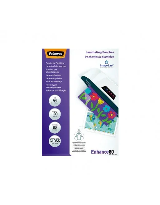 FELLOWES PACK 100 BOLSAS PARA PLASTIFICAR 80 MICRAS A4 – 5306114