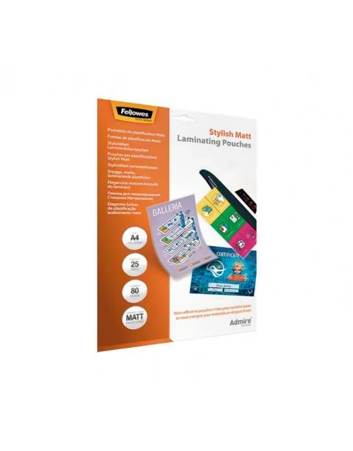 FELLOWES PACK 25 FUNDAS PLASTIFICACION 80 MICRAS A4 MATE – 5602101
