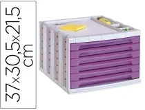 Fichero cajones de sobremesa Archivo 2000 305x370x215 mm bandeja organizadora superior 6 43585 , violeta