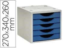 Fichero Cajones De Sobremesa Archivo 2000 5 Cajones Color Azul Opaco 270x340x260 4005 Az