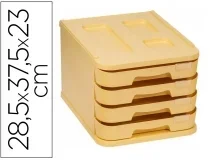 Fichero cajones de sobremesa Faibo plastico 100% reciclable 4 cajones amarillo pastel 1000M35