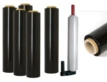 Film de paletizar, plástico extensible para embalar negro, 50 cms x 145 mts 23micras