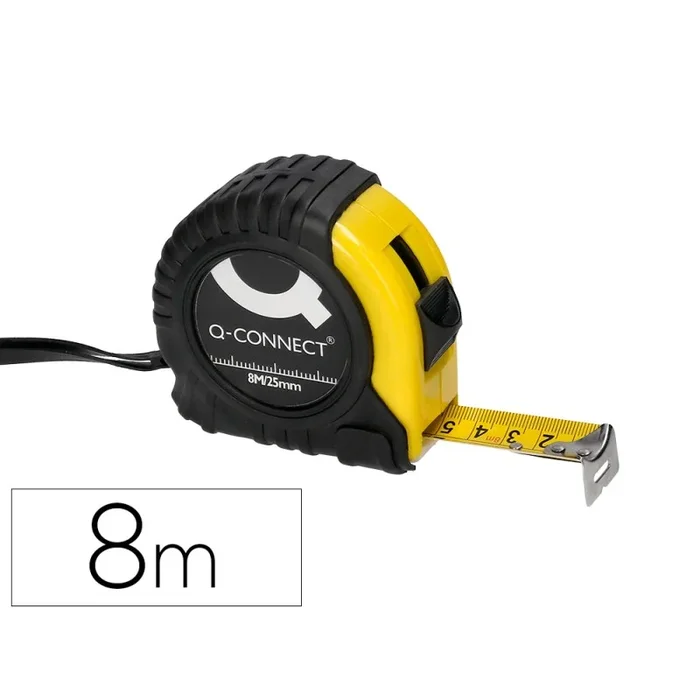 Flexometro q-connect con freno material antichoque 25 mm de ancho longitud 8 mt