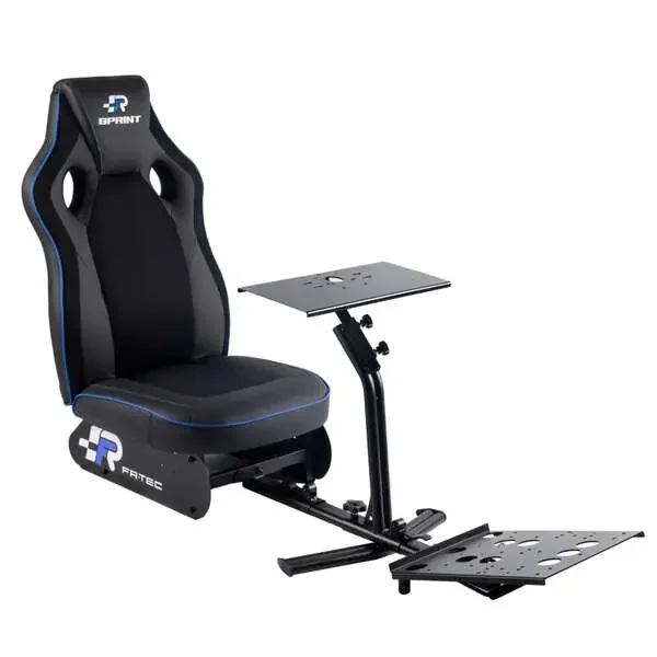 FR-TEC Asiento Simulador de Carreras Racing Seat Sprint – Respaldo de 80cm – Acabado Deportivo – Base de Volante de 45x22cm – Base de Pedales Ajustable – Asiento de Espuma de Alta Densidad – Facil de Lavar y Montar – Color Negro