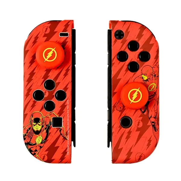 FR-TEC Combo Pack Carcasa Dura y Grips The Flash para Nintendo Switch – Caja de 16 Juegos – Diseño Unico y Agarre Mejorado – Color Rojo