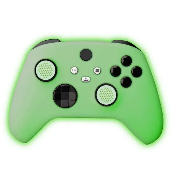 FR-TEC Funda de Silicona Xbox Glow in The Dark – Grips Incluidos – Brilla en La Oscuridad – Color Verde
