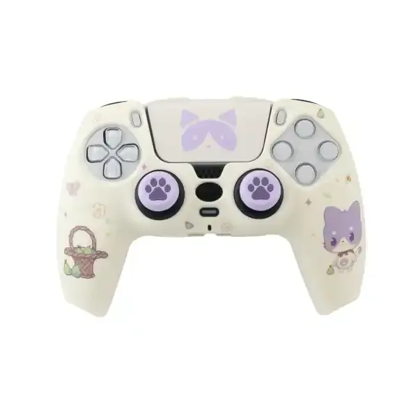 FR-TEC Maneki Tanooki Pack para Mando PS5 de Carcasa Rigida + Sticker para el Touchpad + Grips – Mejora el Agarre y la Sensacion de Tacto