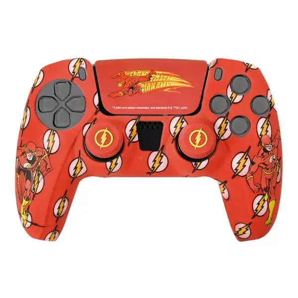 FR-TEC Set de Silicona y Grips de Flash para Dualsense – Funda Lisa y Aterciopelada – Agarre Mejorado con Logo en Relieve – Proteccion y Personalizacion Del Touchpad – Color Rojo