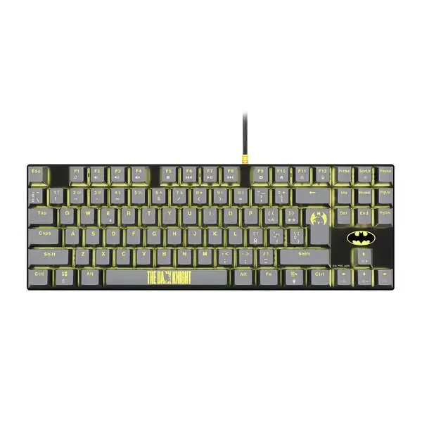 FR-TEC Teclado Mecanico Gaming TKL Batman – Retroiluminacion – Anti-Ghosting – Cable Trenzado 1.8m – Compatible con PC, Mac, Ps5, Switch, Xbox Series X/S – Color Negro/Gris