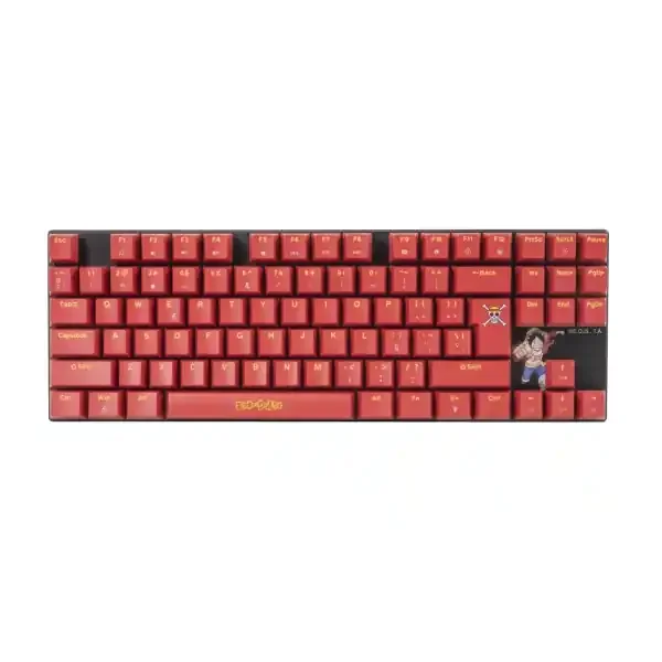 FR-TEC Teclado Mecanico Gaming TKL Compacto One Piece Luffy – Retroiluminacion – Anti-Ghosting – Cable Trenzado – Compatible con PC – Color Rojo/Negro