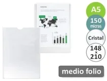 Funda Portadocumento Qconnect Din A5 150 Micras Pvc Transparente Con Uñero 148×210 Kf15577