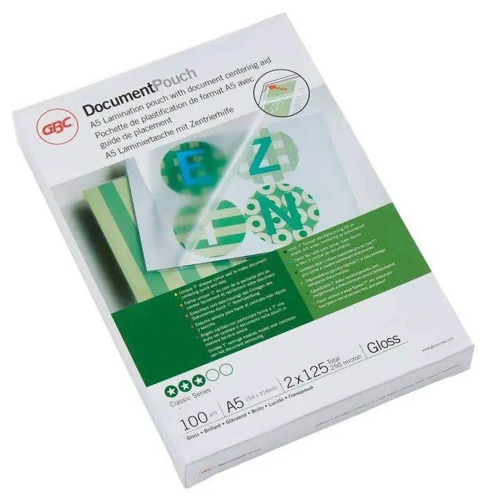 GBC Cartera Plastificacion Documentos A5 2×125 Micras Brillo Transparente 216x303Mm