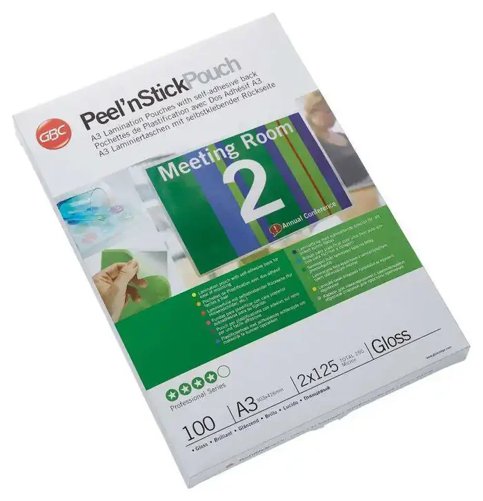 GBC Carteras Plastificacion Autoadhesivas A3 2×125 Micras Brillo (100) Transparente