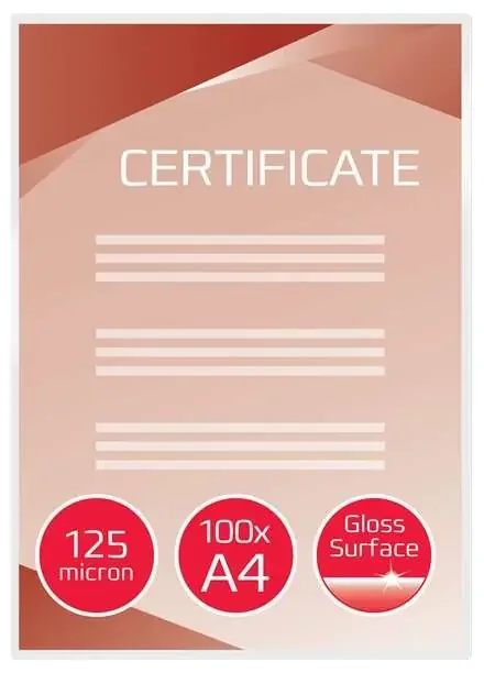 GBC Paquete de 100 Carteras Plastificacion A4 con Brillo – Alta Calidad – 125 Micras – Transparente