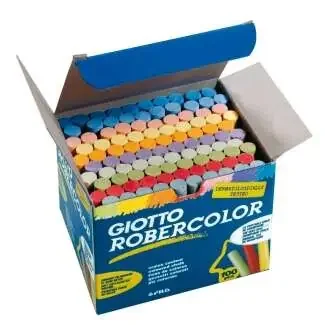 Giotto Robercolor Pack de 100 Tizas Redondas de Colores – Testadas Dermatologicamente – Compactas y Duraderas – Colores Surtidos