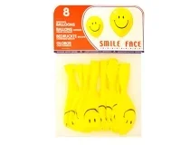 Globo 100% Latex Biodegradable Cara Sonriente Bolsa De 8 Unidades Blanca 26058 (20058)