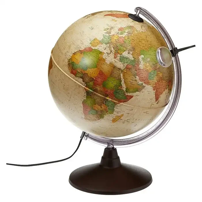 Globo terráqueo Marco Polo 30cm cartografía estilo antigua luminoso