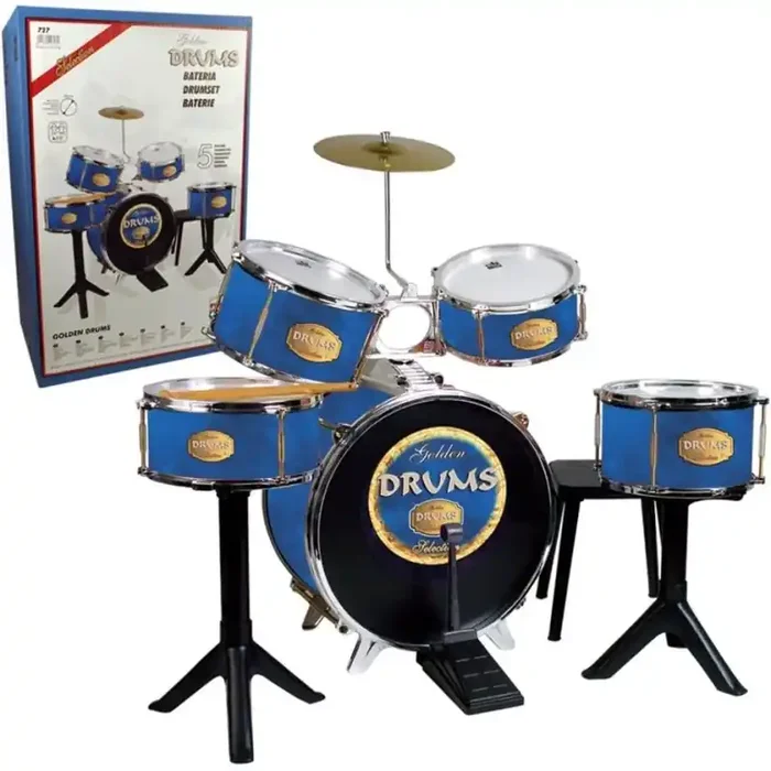 Golen Drums Batería musical 5 tambores, platillo y baquetas juguete edad 3 a 7 años Reig