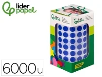 Gomets Liderpapel autoadhesivo circulos 10,5 mm azul rollo de 6000 unidades en 172103