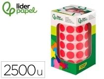 Gomets Liderpapel autoadhesivo circulos 15 mm rojo rollo de 2500 unidades en 172108