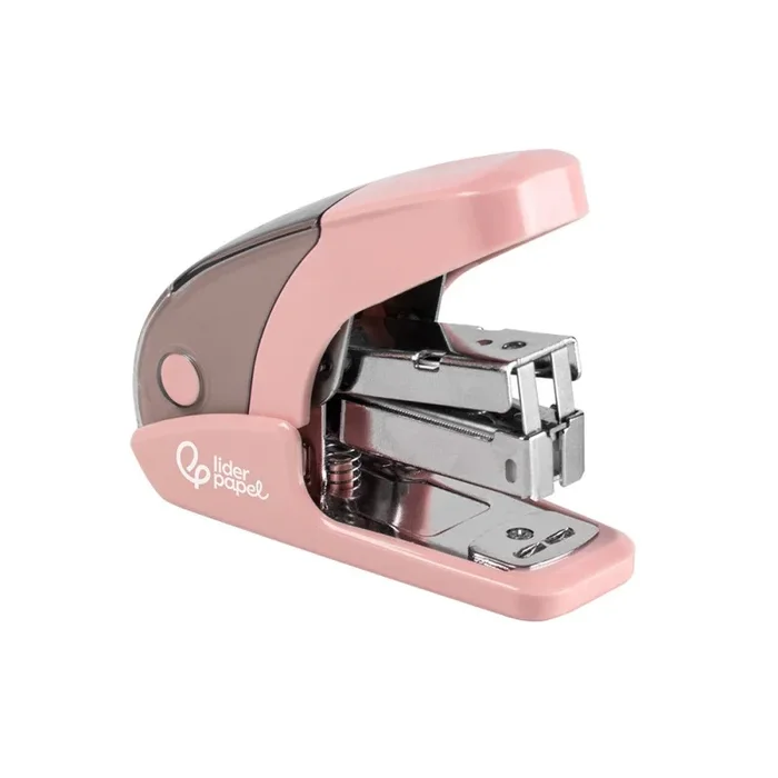 Grapadora liderpapel micro con regalo de caja de 1000 grapas 24/6 26/6 capacidad 20 hojas rosa
