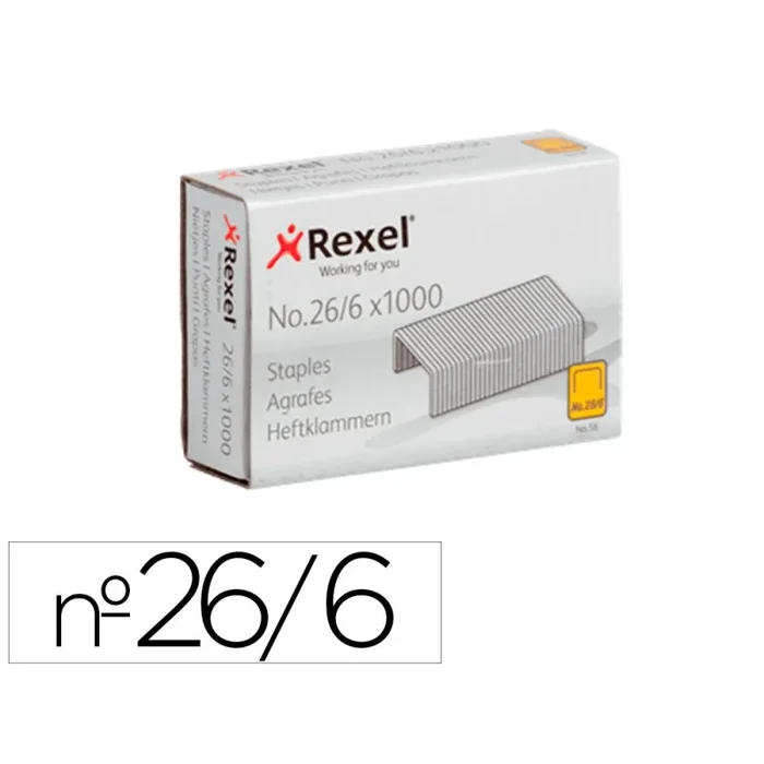 Grapas rexel 26/6 mm galvanizada caja de 1000 unidades