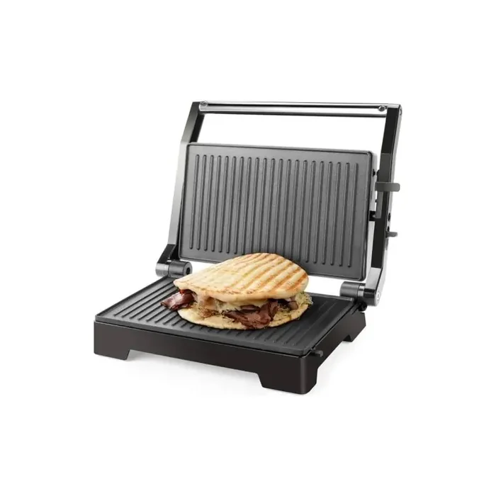 Grill Taurus MyGrill Legend – 1000 W, apertura de 180 grados, antiadherente, acero inoxidable y negro