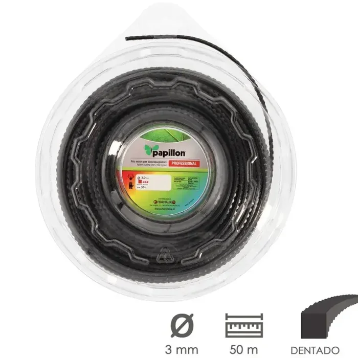 Hilo Nylon Desbrozadoras Cuadrado Trenzado Profesional Diámetro 3,0 mm. Rollo 50 metros. Hilo Nylon Corte Desbrozadores Hierba,