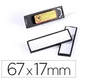 Identificador Portanombre Durable Pvc Antiarañazos Con Iman Y Efecto Lupa Color Negro 813201