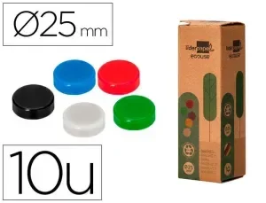 IMANES PARA SUJECION LIDERPAPEL ECOUSE PP RECICLADO PARA PIZARRA MAGNETICA 25 MM CAJA DE 10