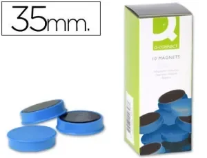 IMANES PARA SUJECION Q-CONNECT IDEAL PARA PIZARRAS MAGNETICAS35 MM AZUL -CAJA DE 10 IMANES
