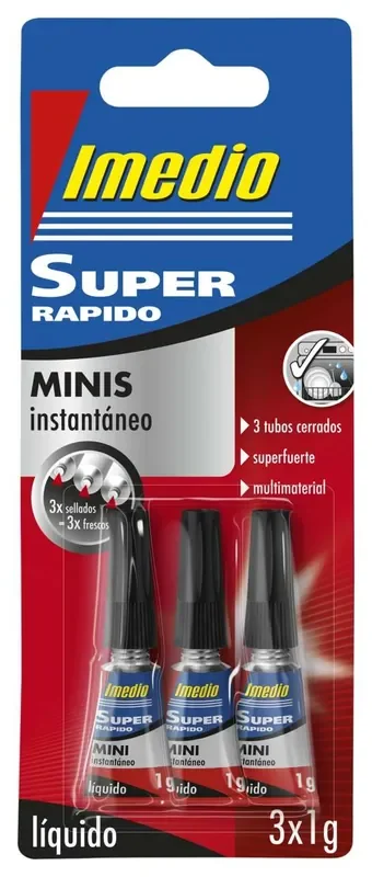 Imedio Super Rapido Pegamento Instantaneo Pack de 3 Tubos de 1gr – Transparente – Multimaterial (10 uds)