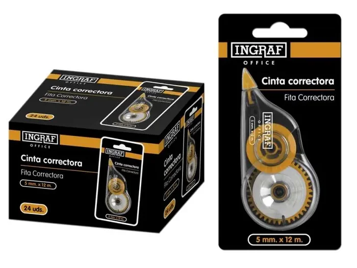 Ingraf Cinta Correctora en Seco – Correccion Rapida y Limpia – Escritura Inmediata (24 uds)
