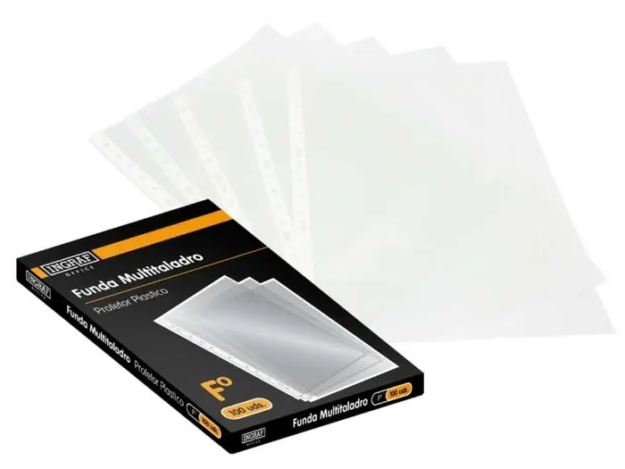 Ingraf Pack de 100 Fundas Multiproposito – Uso en Carpetas de Anillas – Acabado Granulado – 70 Micras