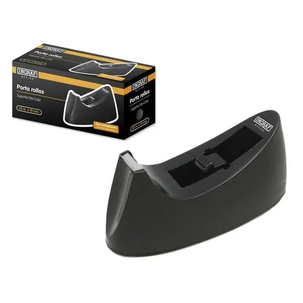 Ingraf Portarrollos de Sobremesa para Cintas Adhesivas de hasta 33m – Color Negro